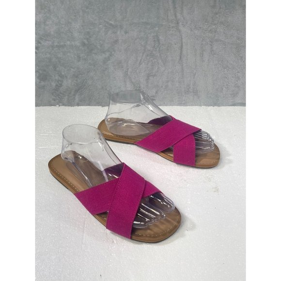 Old Navy womens size 8 Pink Linen Cross Strap Sandals - Picture 16 of 16